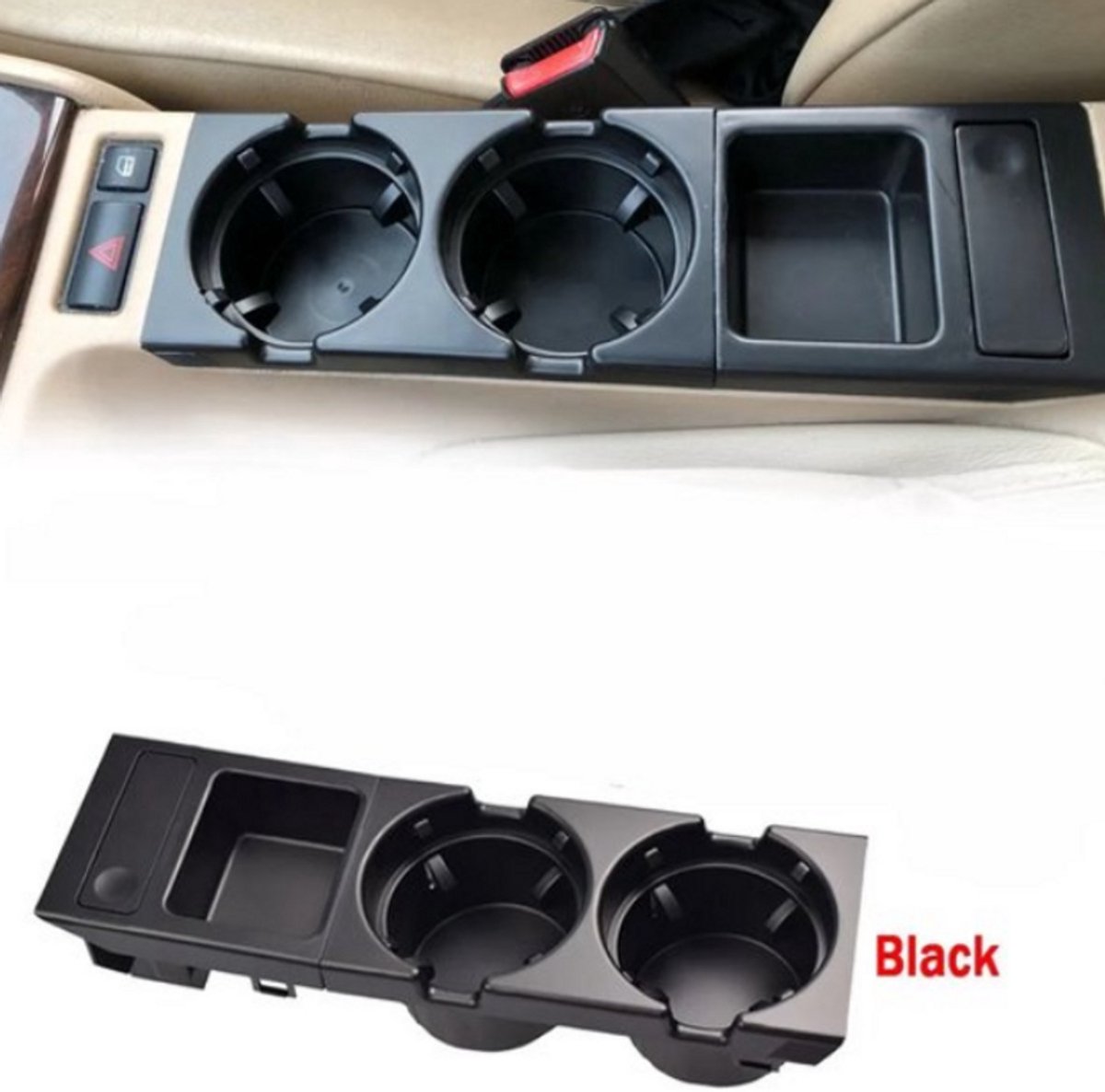 Geschikt voor BMW 3 Serie E46 323i 318i 1998-2006 - Zwarte Carbon Vezel Center Console Bekershouder, Flessenhouder & Munttray