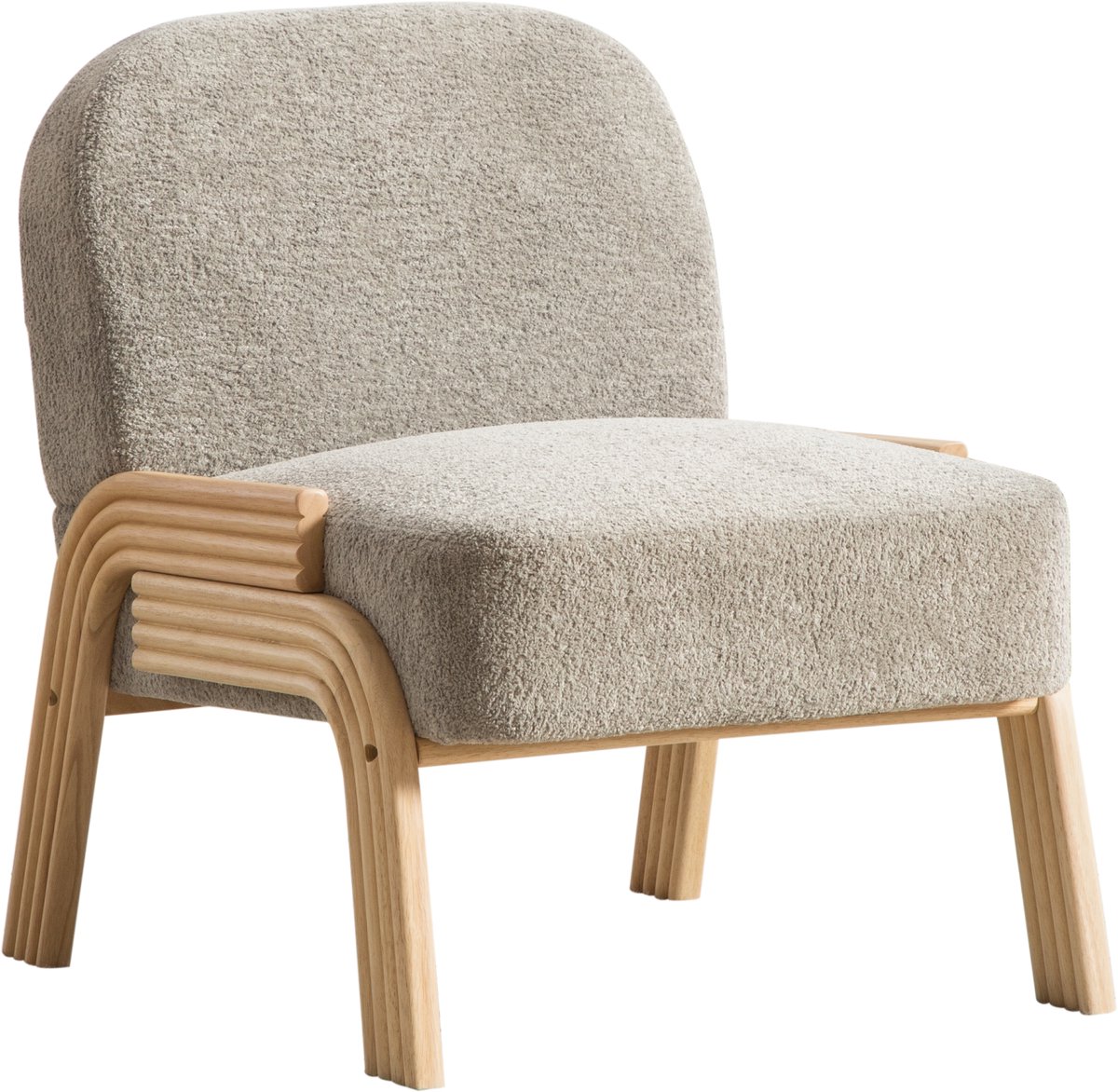 Scandinavische stoffen loungestoel – zachte chenillestof en stabiel houten frame, ideaal voor woonkamer & slaapkamer – grijs
