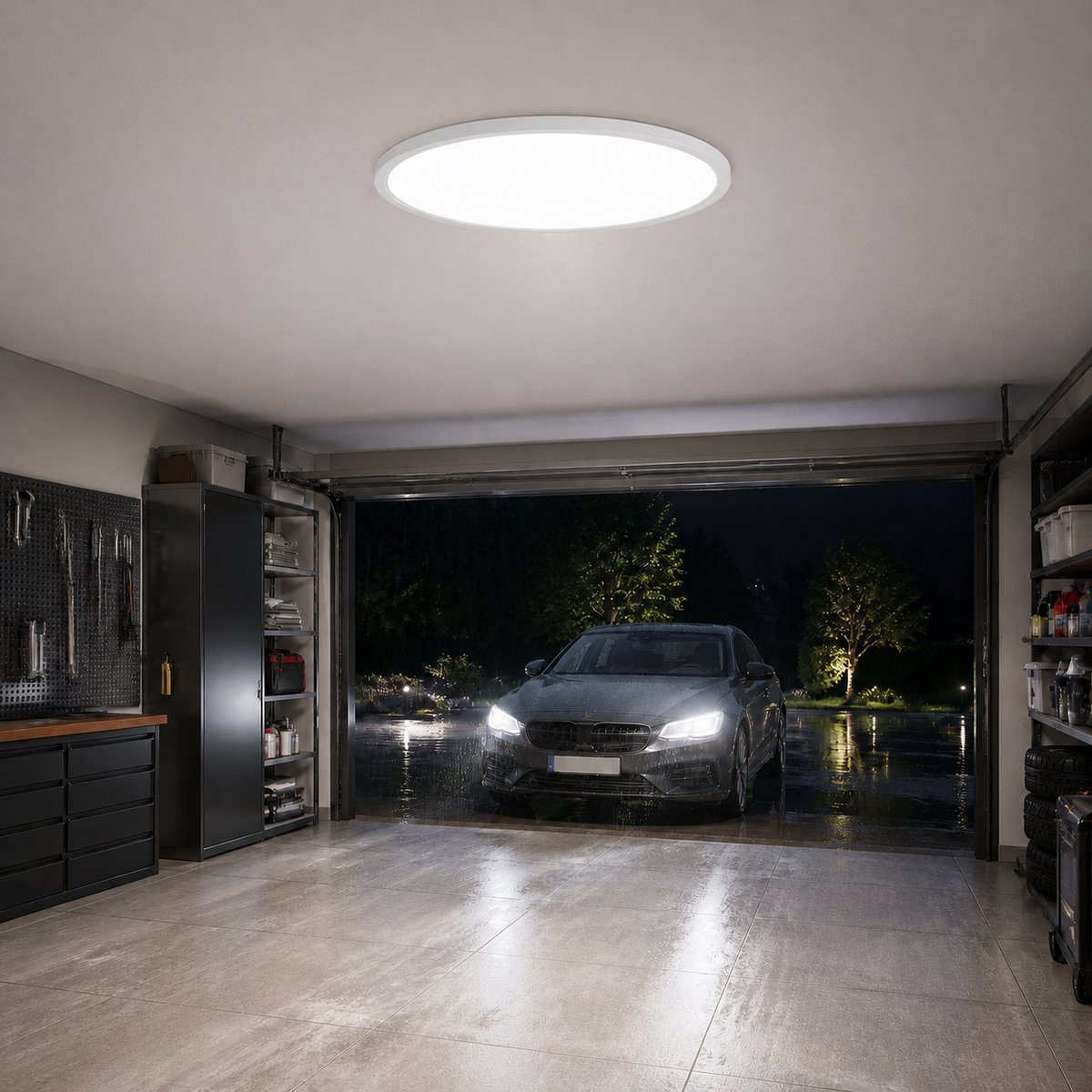 Epochglo LED Plafondlamp met Bewegingssensor - 24W 2400 Lumen, Radarsensor (Microgolf), Ultraplat Design (Ø30cm), Instelbare Timer (30s/60s/180s), 2700K/3000K/4000K/5000K/6500K - IP44 Waterdicht - Wit - Voor Hal, Badkamer, Garage en Berging