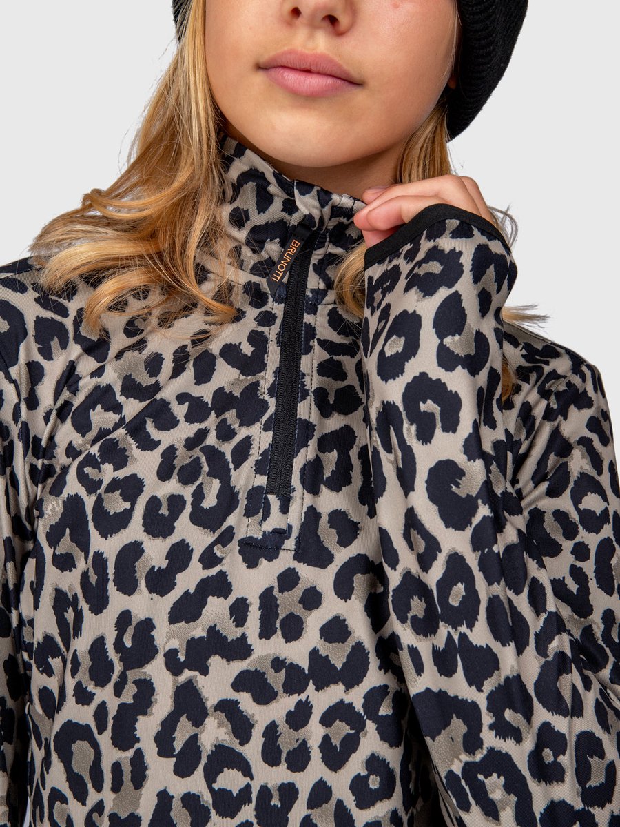 Brunotti Rodiany-Print Snow Fleece Meisjes – Fleece Vest Wintersport Kleding Slim Fit Basis laag 152 Zwart