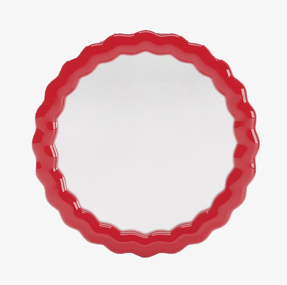 Trendy Spiegel - Rood - Keramiek - 30 CM - Rond - Unieke & Bijzondere Wandspiegel - Kleurrijk - Organisch