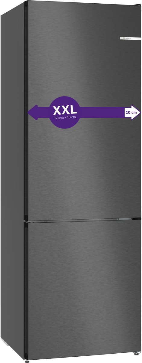 Bol.com Bosch KGN492XCF - Serie 4 - Vrijstaande koel-vriescombinatie - Zwart - Extra breed - No Frost - nooit meer ontdooien - V... aanbieding