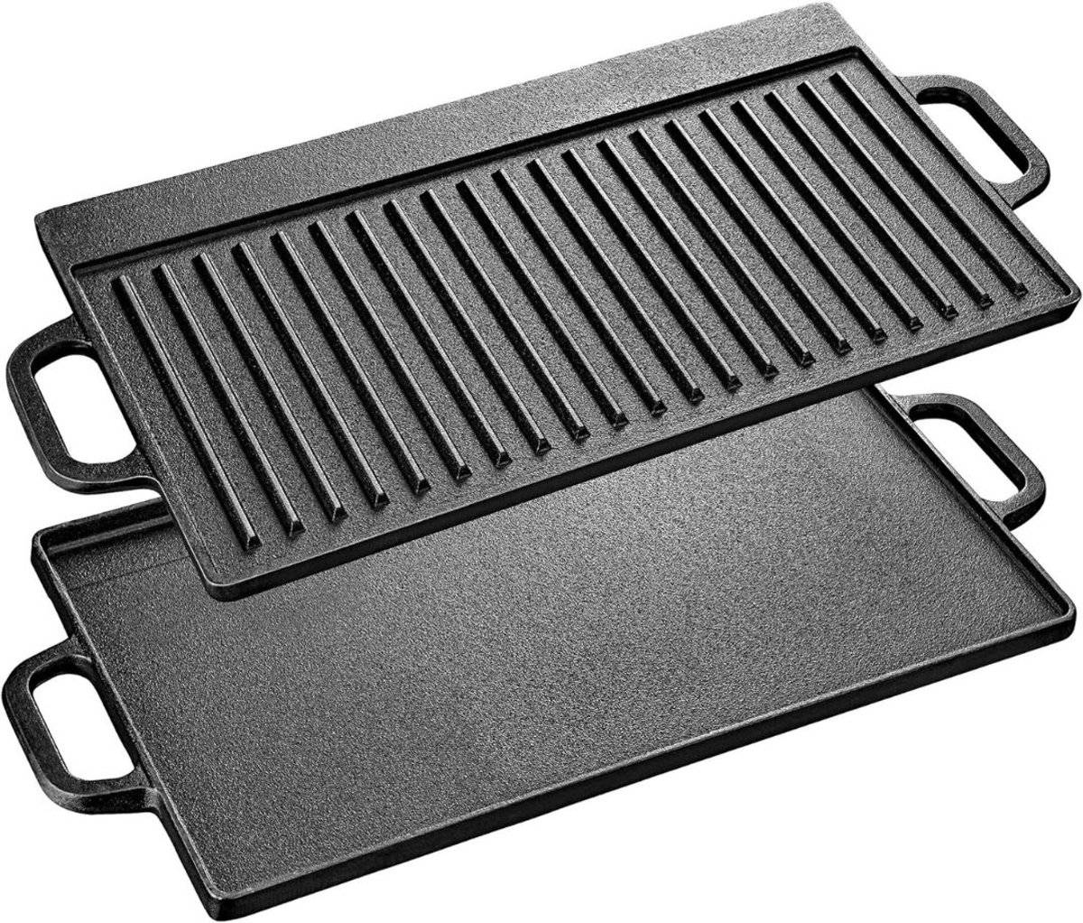 DailySupplies® Grillplaat Inductie - Bakplaat - Gietijzer - 42x23 - Zwart