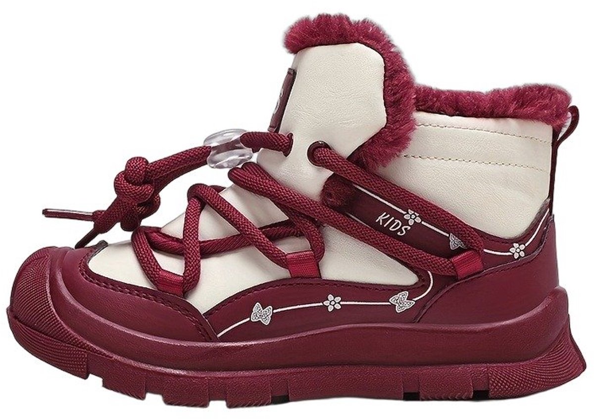 Currero Snowboots Jongens Sneeuwlaarzen Kinderen Winterlaarzen Jongens Gevoerde Winterschoenen Waterdicht Antislip Zool Warm Gevoerd Kinderlaarzen Rood