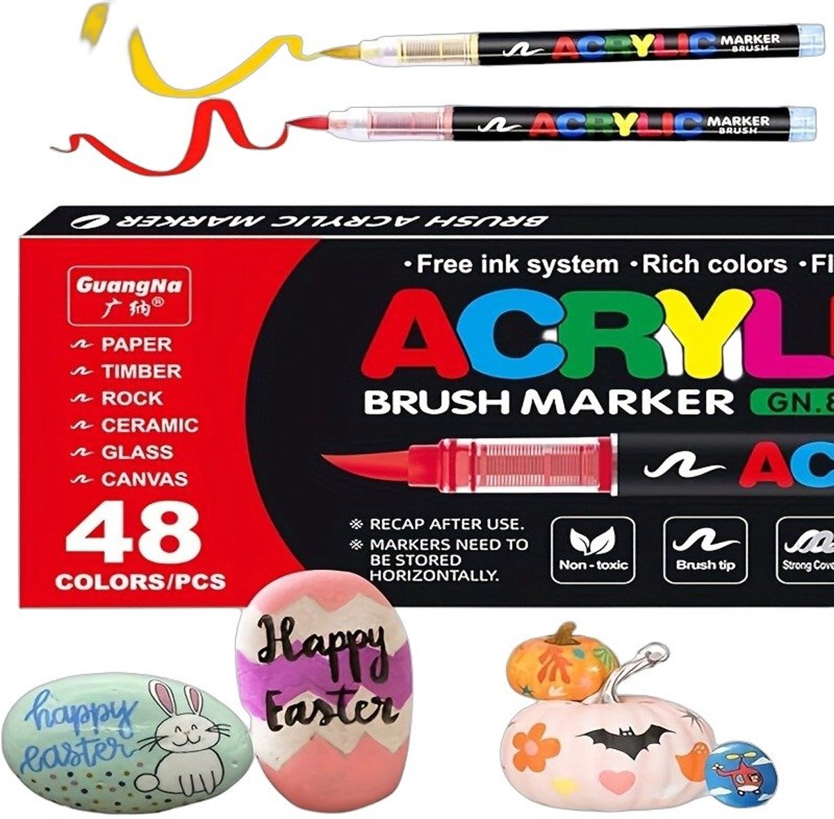 Currero Aquamarkers - Twinmarkers - Brushpennen - Stiften - Markeerstiften Op Waterbasis - Dual Tip - Tekenen En Kleuren - 48 Kleuren