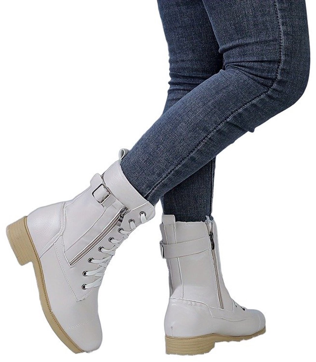 Currero Snowboots Dames Sneeuwlaarzen Dames Winterlaarzen Gevoerde Winterschoenen Waterdicht Antislip Zool Warm Gevoerd Wandellaarzen Winter Lichtgrijs