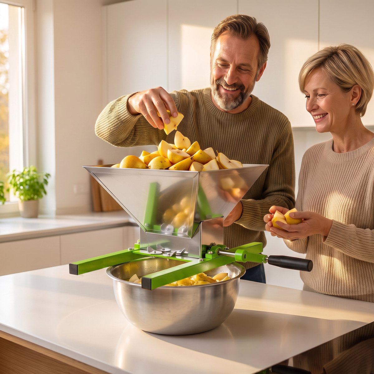 Fruitmolen - Fruitpers - Hakmolen voor het snijden van bessen en fruit - Roestvrij staal - 7L