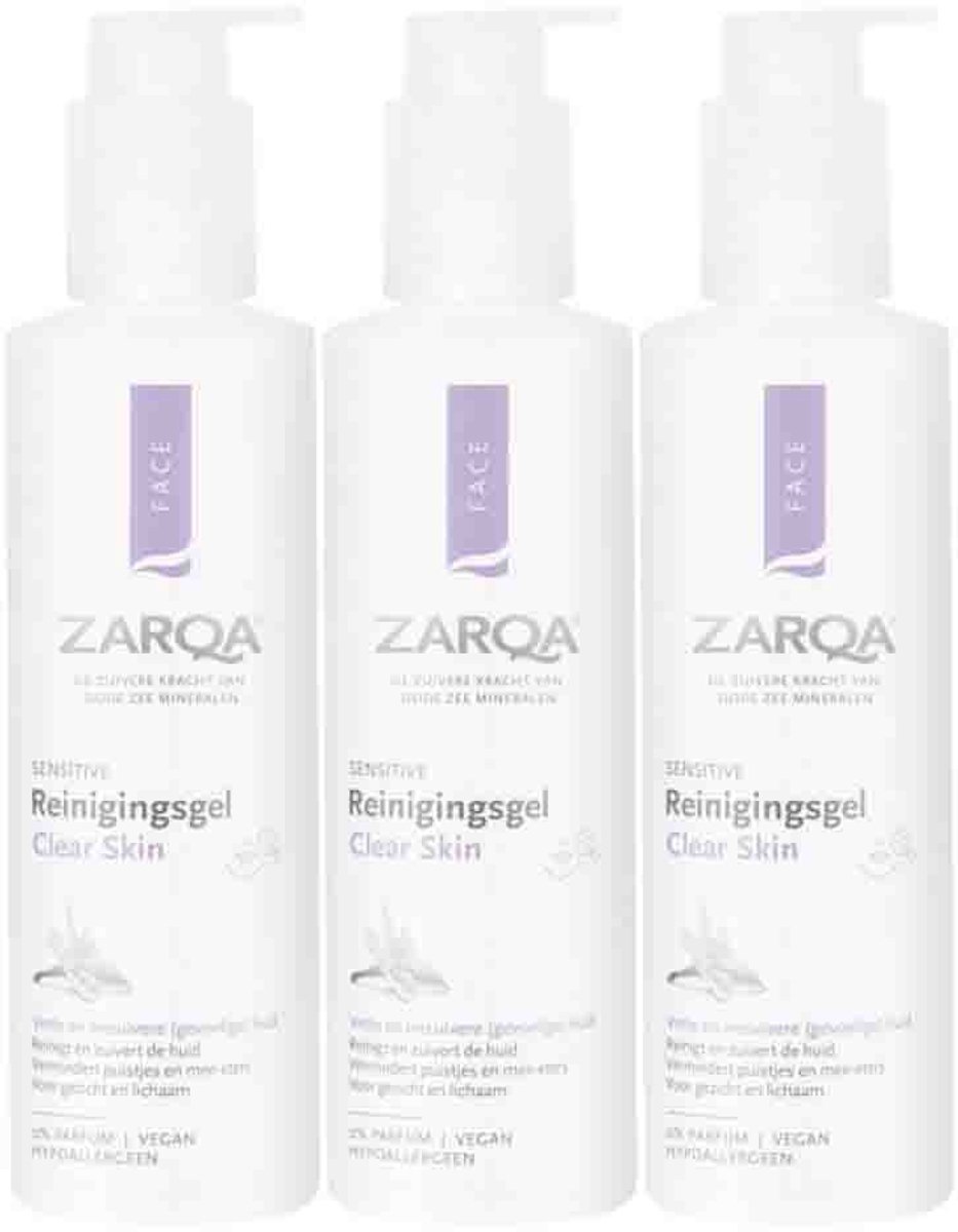 Bol.com Zarqa - Clear Skin Reinigingsgel - 3 x 200 ml - Voordeelverpakking aanbieding