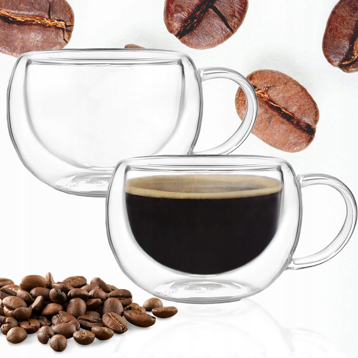 2x Thermische Glazen met Oor 300ml - Dubbelwandig Glas voor Koffie & Thee