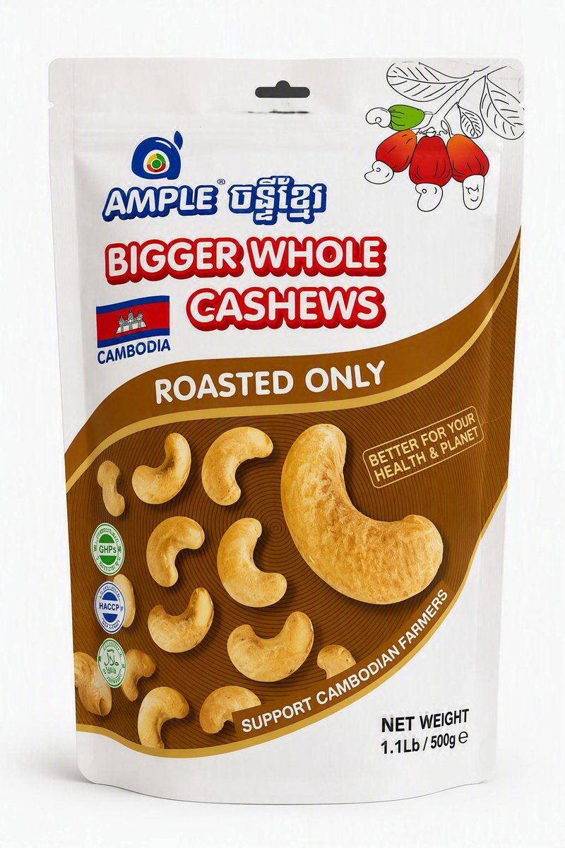 Ample Cashewnoten W180 – Naturel Geroosterd – Extra Groot – 500 g