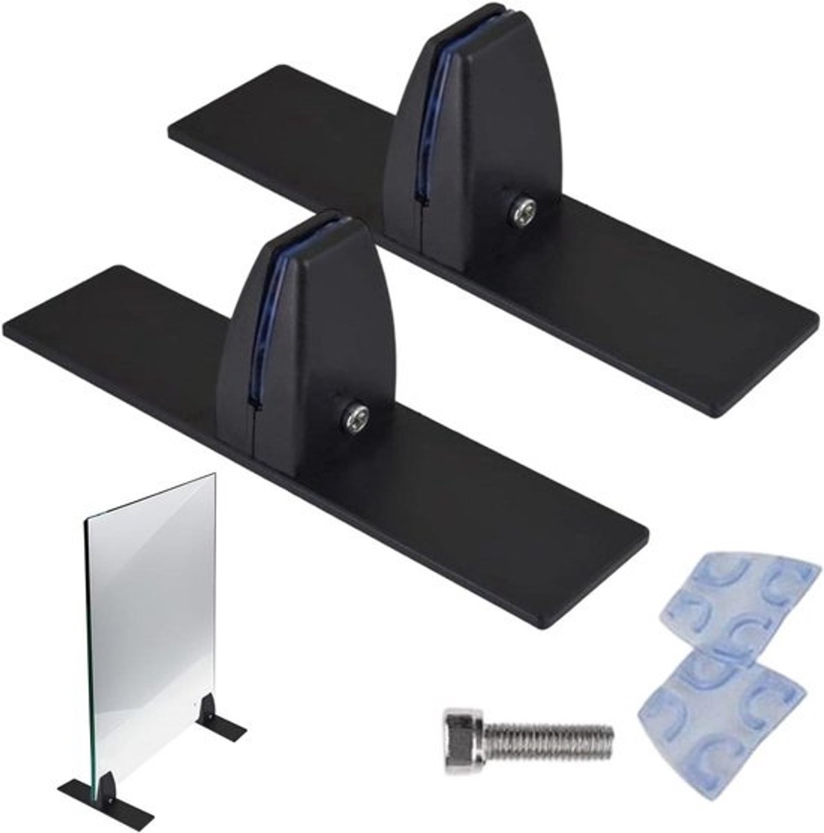 Vonkenscherm Houder - Haard Accessoire - Haard Veiligheid - Verstelbaar Klemmechanisme - 22 x 8 x 10 cm - Zwart