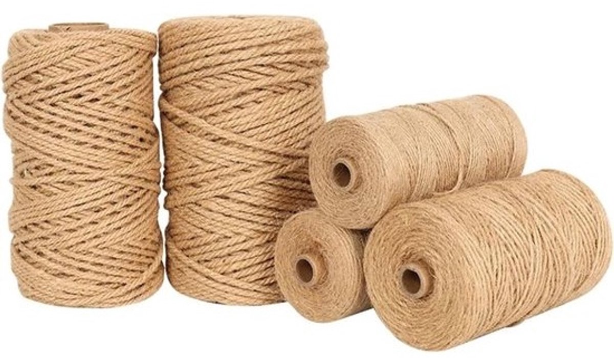 Jute Touw - Hennep Touw - Tuinieren Knutselen - Natuurlijk Materiaal - 3 mm - Bruin