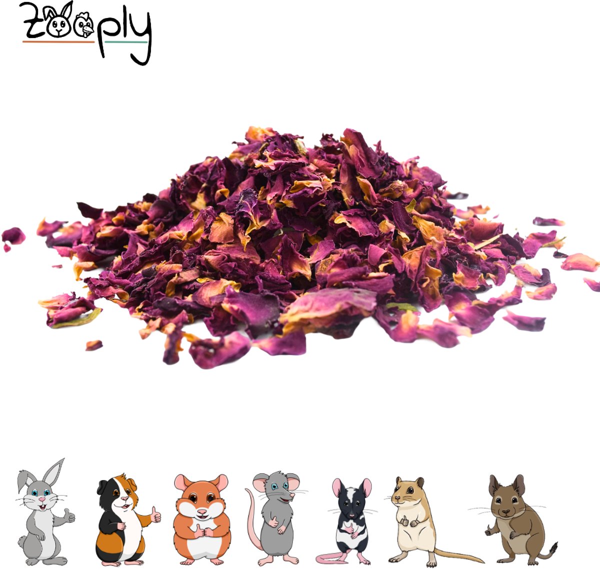 Zooply Rozenbloemblaadjes - Kruiden & Snacks - 100% natuurlijk - Voor konijnen & cavia's - 300 gram