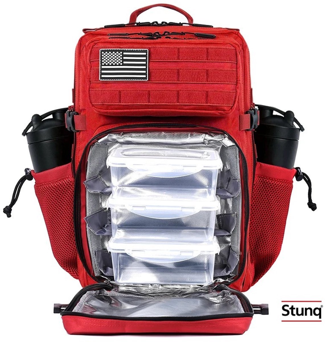 Stunq® Tactische Rugzak 45L met Koelvak en Maaltijdcontainers - Rood