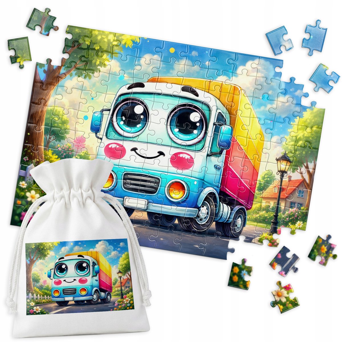 Puzzel Vrachtwagen Grote Ogen 120 Stukjes - Leuk voor Kinderen