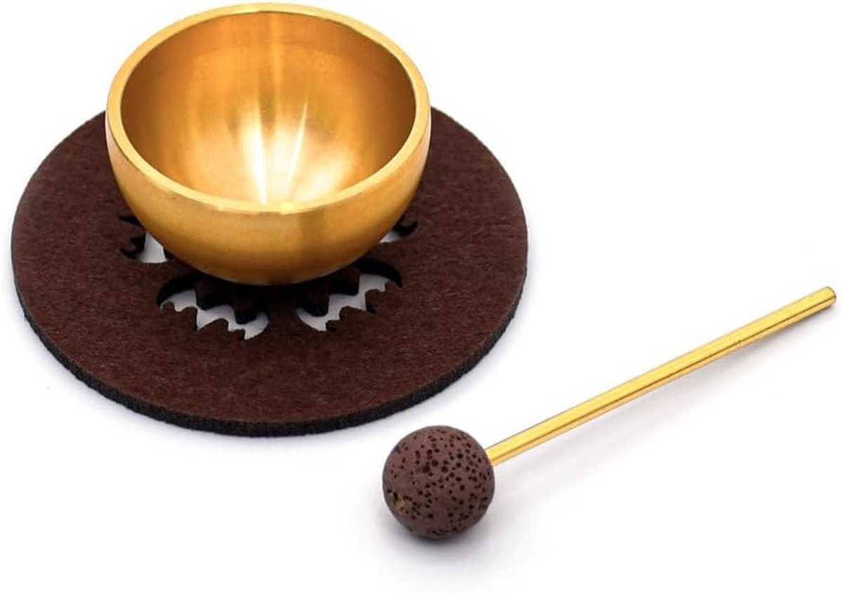 Mini Set van 3 Tibetaanse Klankschalen, Draagbare Klankschalen met Hamer en Kussen voor Meditatie, Yoga en Geluidstherapie, Ontspanning en Stressverlichting