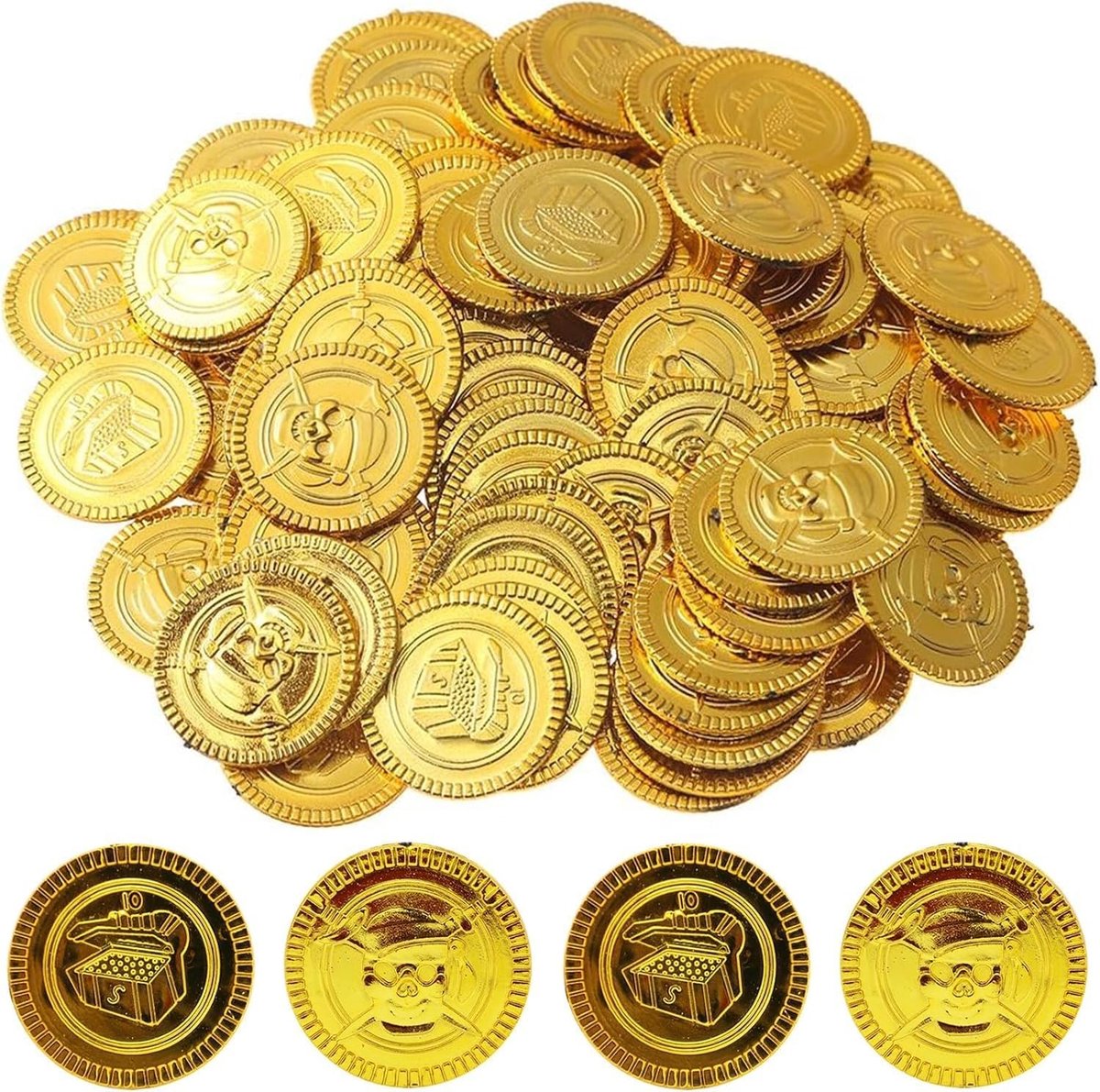 Speelgeld Set van 100 Stuks - Neppennies, Piratenmunten en Piratenring voor Kinderen - Perfect voor Feestjes en Decoratie