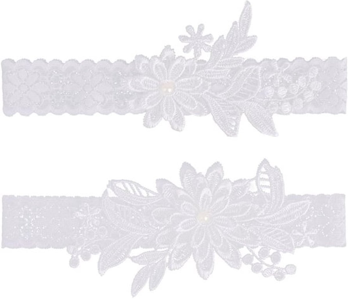 - Bruids Kousenband Set - Luxe Kantband - Perfecte Bruiloft - Accessoire - Trouwen - Stijlvol - Elegantie - Wit