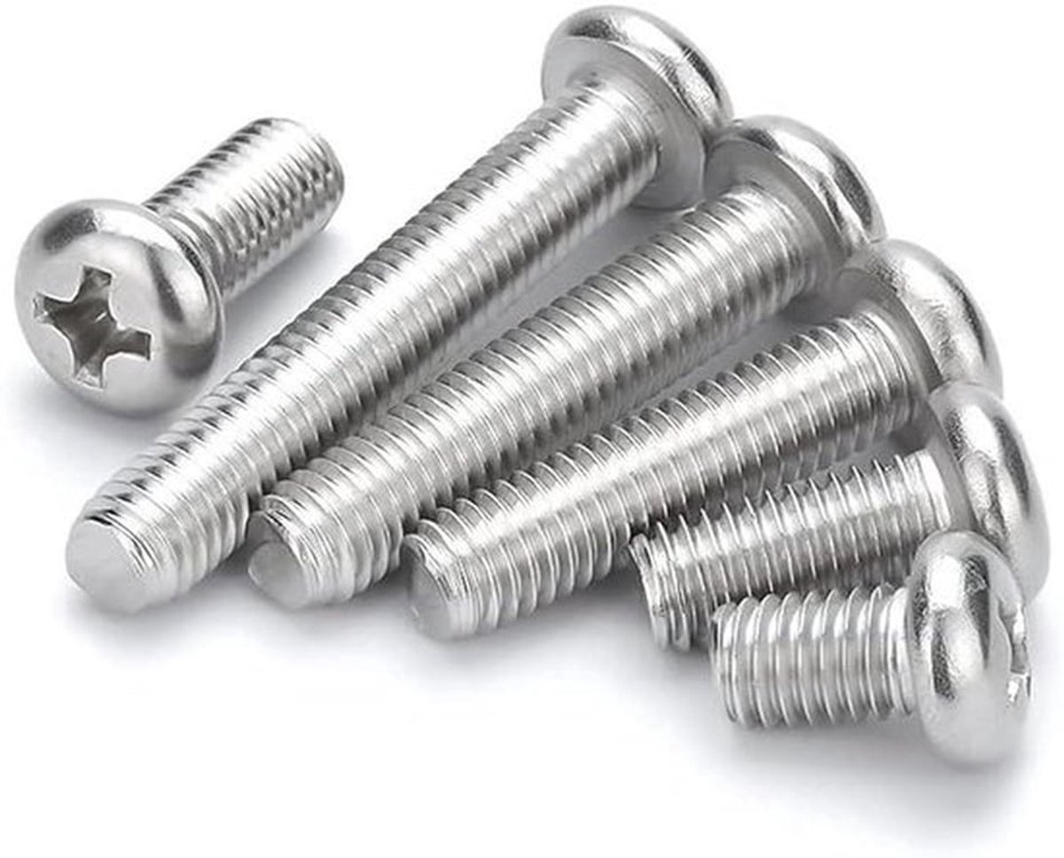 Roestvrijstalen machine schroeven, ronde kop, kruisschroef, 100 stuks, M2*4mm.