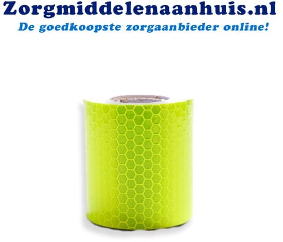 Lichtgele reflecterende tape met honingraatpatroon.