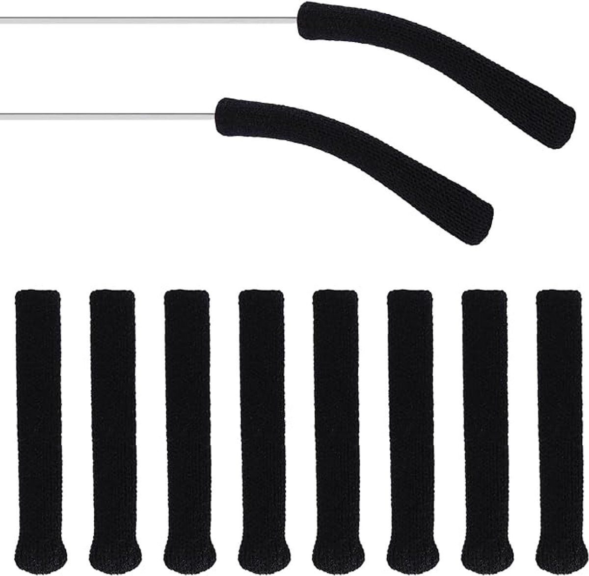 Brillenpootbeschermers - 10 stuks - Zacht en antislip - Elastisch - Beschermt de brillenpootjes - Geschikt voor alle soorten brillen - Lengte ca. 55 mm - Zwart