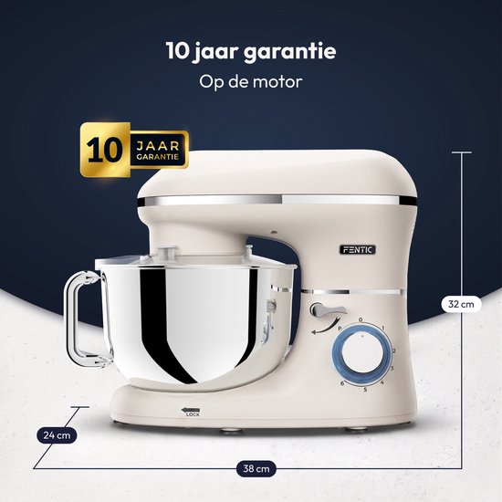Fentic Keukenmachine – 2000W – Keukenrobot - Foodprocessor - 6,2L Mengkom – Incl. extra Accessoires – Beige van Fentic — afbeelding 3