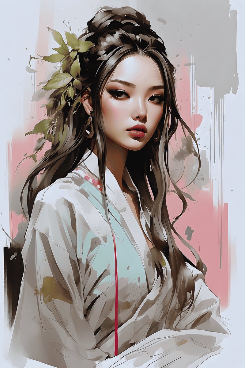 Geisha Poster - Roze - Japanse Kunst - Japanese Art - posters - formaat 70x100cm - Aesthetic - Wanddecoratie - Moderne Kunst - Aesthetic room decor - L1631MT