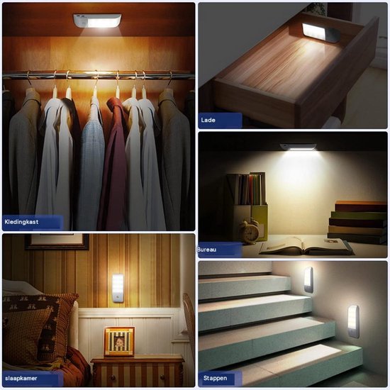 SSTRWGOOD 2 Stuks Nachtlampjes - Schemerlampen voor Kinderen - USB Oplaadbaar 120x38x17mm - Kleine Beweeglijke Nachtverlichting met 3 Modi - Geschikt voor Slaapkamer Badkamer Gang en Keuken - Kunststof van SSTRWGOOD — afbeelding 5