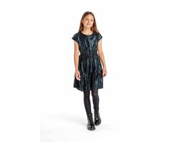 Minoti feestjurk meisjes metallic geplisseerd zwart - knielengte