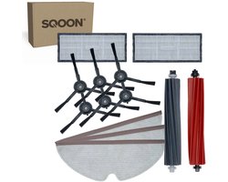 SQOON® vervangingsset geschikt voor Roborock S8 serie robotstofzuigers - 12-delige onderhoudskit met HEPA filters, zijborstels, borstelrol en dweilpads