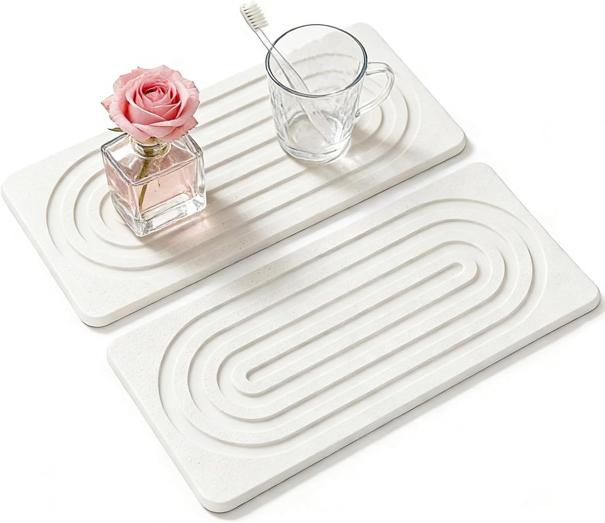 2 stuks - Onderzetters Voor Glazen - Onderzettersset - rechthoekige onderzetters Design - Coasters - Anti Slip - Hittebestendig - Voor dranken, bar, kopjes, tafelonderzetters - 20*10cm