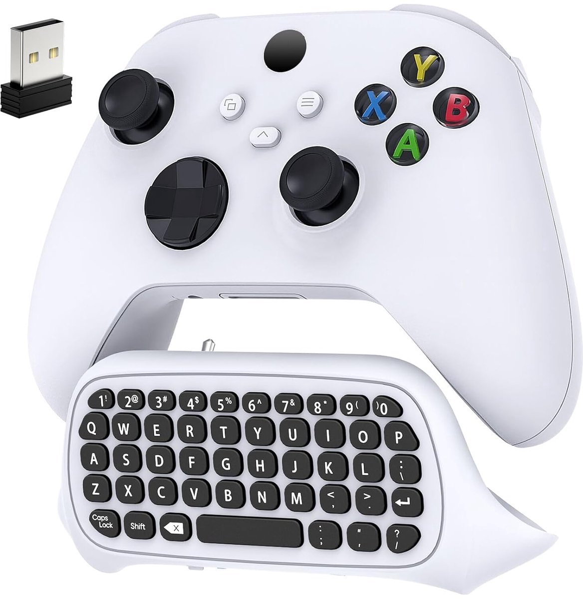casalora - Toetsenbord geschikt voor Xbox series X,S en One controller - 2.4G Mini Draadloze Bluetooth Game Chatpad Toetsenbord - Controller not included - Wit