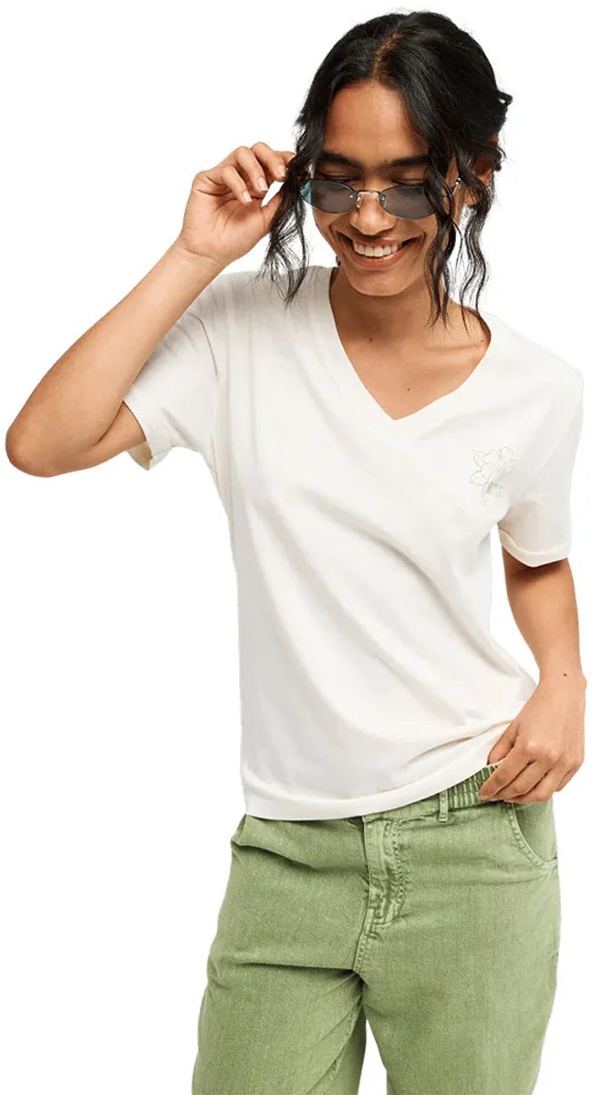 Roxy Vl Slow Life V T-shirt Met Korte Mouwen M Vrouw Coconut Milk