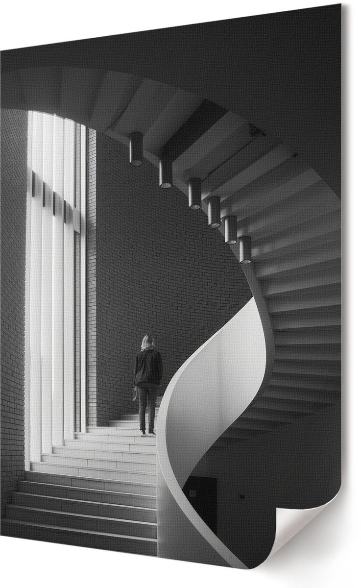 Coloray Polycanvas Poster - Moderne Architectuur, Fotografie - 594 x 840 - Zwart-wit Illustratie - Rechthoek - Muurdecoratie - Woonkamer - Modern