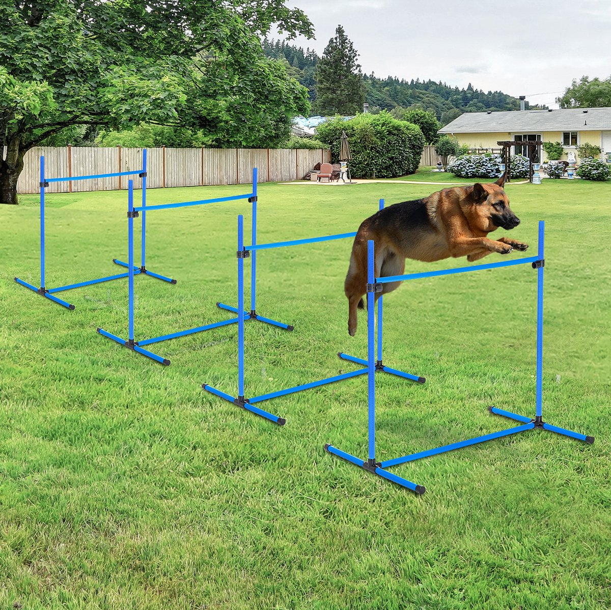 MODFU - Agility Set Voor Honden - Horden - Slalom - Verstelbaar - Kunststof - Blauw