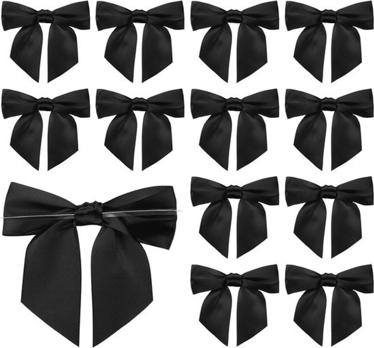 Satijnen Strikken - Lint Strikken Voorgebonden - Cadeaus Versieren - Met Twist Tie Sluiting - 115 cm - Zwart