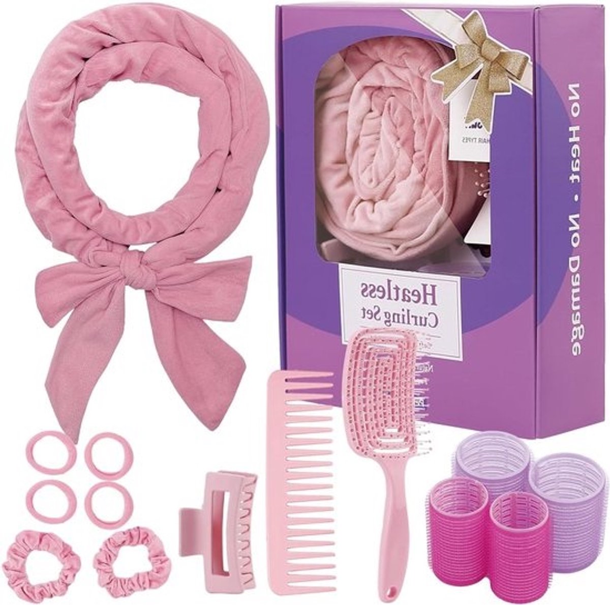 Hitteloze Krul Hoofdband - Haarrollers Krulspelden - Haar Krullen - 70 Inch Extra Lang - 177.8 cm - Paars
