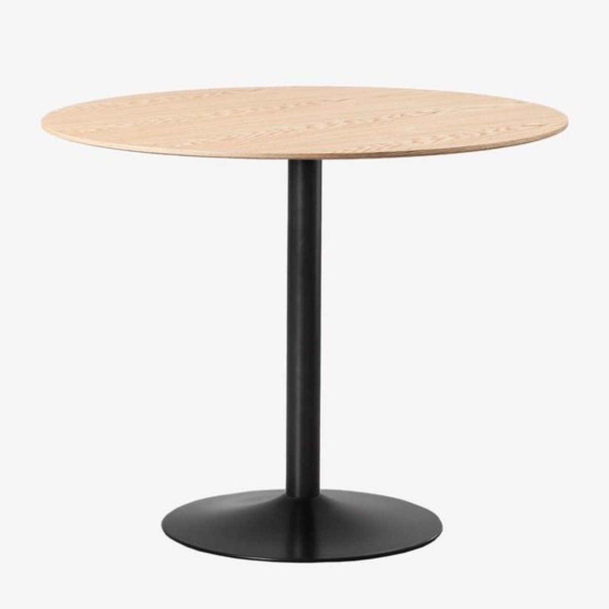 Ronde Eettafel - Keukentafel MDF - Gezellig Tafelen - Stevig Metalen Onderstel - Ø90 cm - Eikenhout Zwart