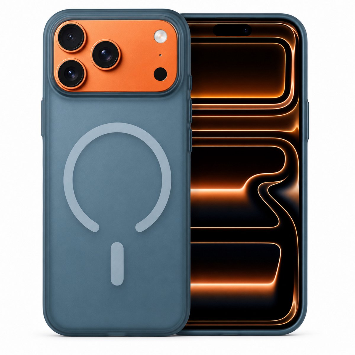 iCall MagMat Hoesje - Geschikt voor iPhone 18 Pro / 17 Pro - Geschikt voor Magsafe - Ultradun Mat Donker Blauw