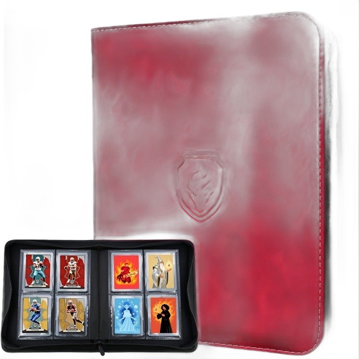 Currero Toploader Binder - Verzamelmap Kaarten - Geschikt voor Pokemon - 4 Pocket - 9 Pocket - 12 Pocket - Trading Card Map - Toploadermap - Rood