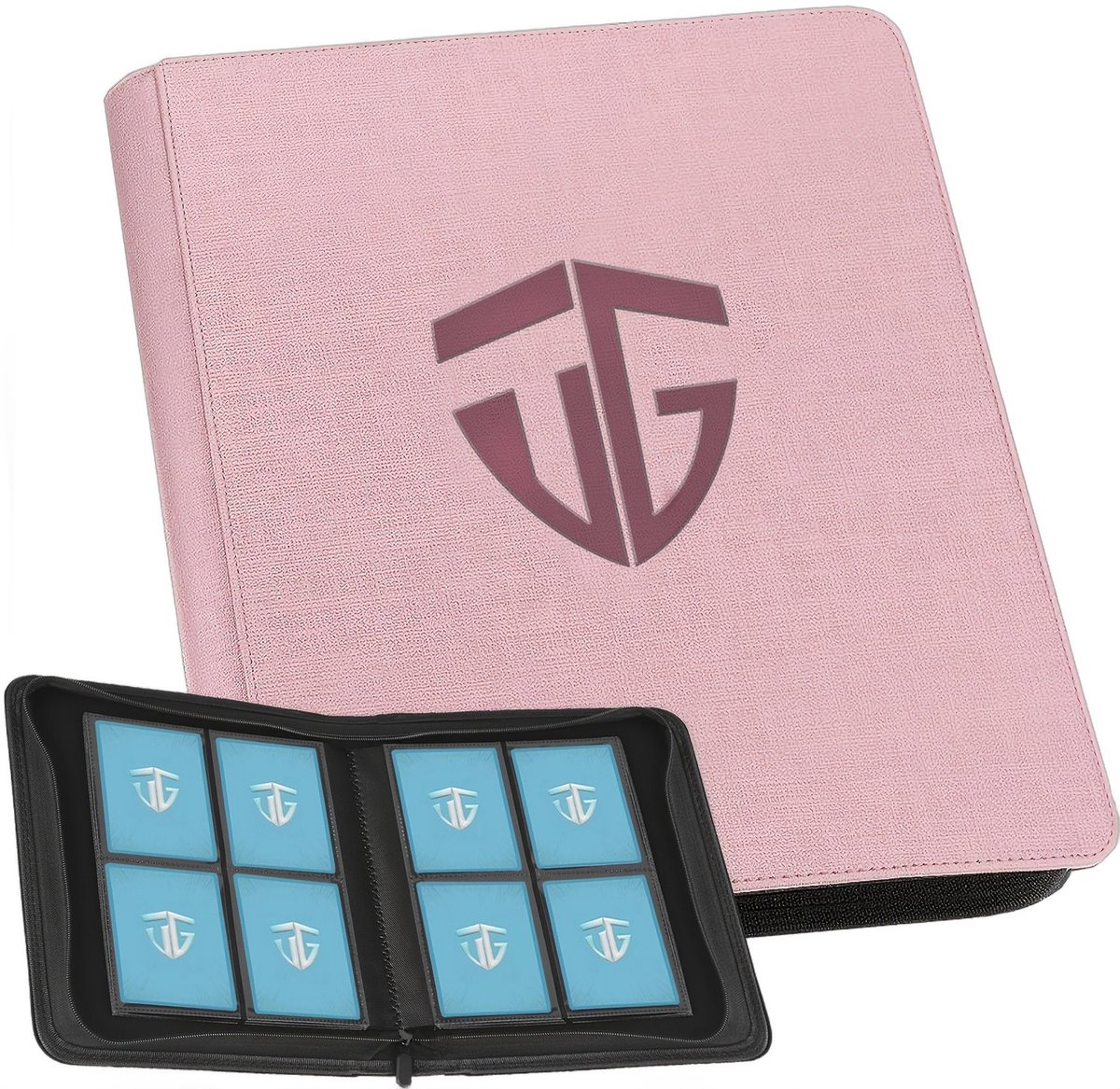 Currero Toploader Binder - Verzamelmap Kaarten - Geschikt voor Pokemon - 4 Pocket - 9 Pocket - 12 Pocket - Trading Card Map - Toploadermap - Roze Kleur - 160 Kaarten