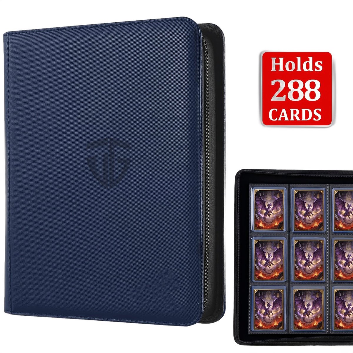Currero Toploader Binder - Verzamelmap Kaarten - Geschikt voor Pokemon - 4 Pocket - 9 Pocket - 12 Pocket - Trading Card Map - Toploadermap - Nieuwe Marine - 288 Kaarten