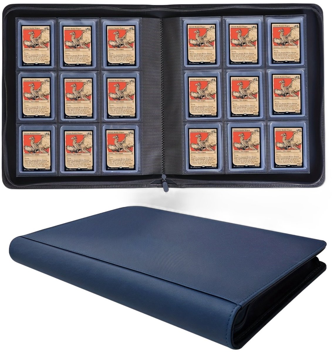 Currero Toploader Binder - Verzamelmap Kaarten - Geschikt voor Pokemon - 4 Pocket - 9 Pocket - 12 Pocket - Trading Card Map - Toploadermap - Blauw - 288 Kaarten