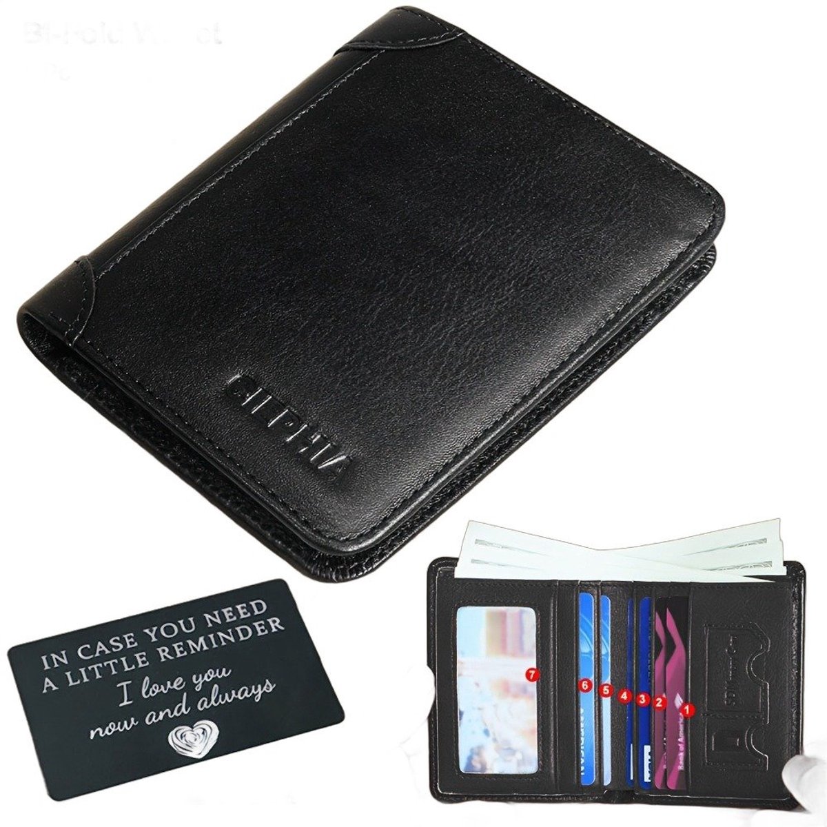 Currero Portomonee - Portemonnee Dames & Heren - RFID Anti Skim - Pasjeshouder - Klein Model - Met Rits - Kunstleer - Zwart