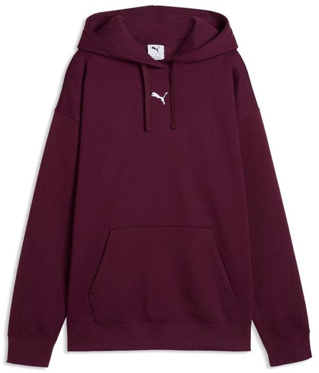 Puma Dameshoodie met Ess-logo in het midden relaxte pasvorm FL 692917 Ruby Noir