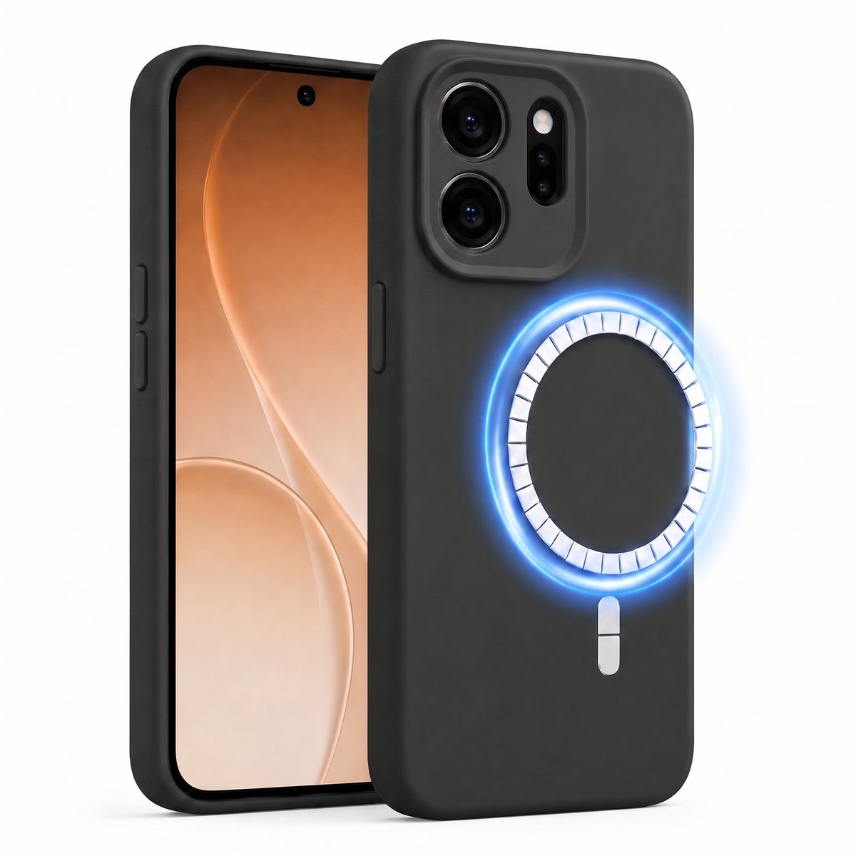 Hoesje geschikt voor Oppo Reno 15 Pro - Hoesje geschikt voor Magsafe - Draadloos opladen - Gehard Glas – Zwart