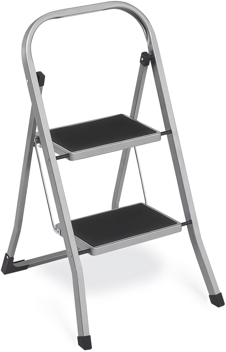 SONGMICS - Keukentrap met 2 Treden - Draagvermogen 150 kg - Opvouwbaar Ontwerp