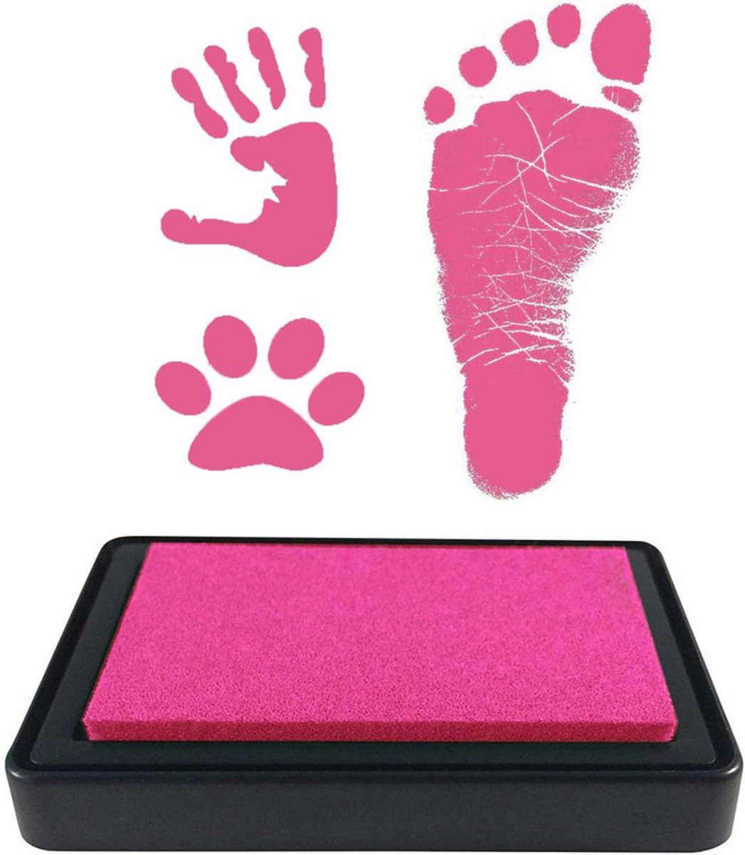 Set voor hand- en voetafdrukken – Herbruikbaar inktkussen – Afdrukset voor huisdieren – Afdrukset voor baby's – Inktkussen voor kinderen – Inktkussen voor vinger- en voetafdrukken – Inkt voor hand- en voetafdrukken – Voetafdruk – Inktkussen – 9x6x2cm