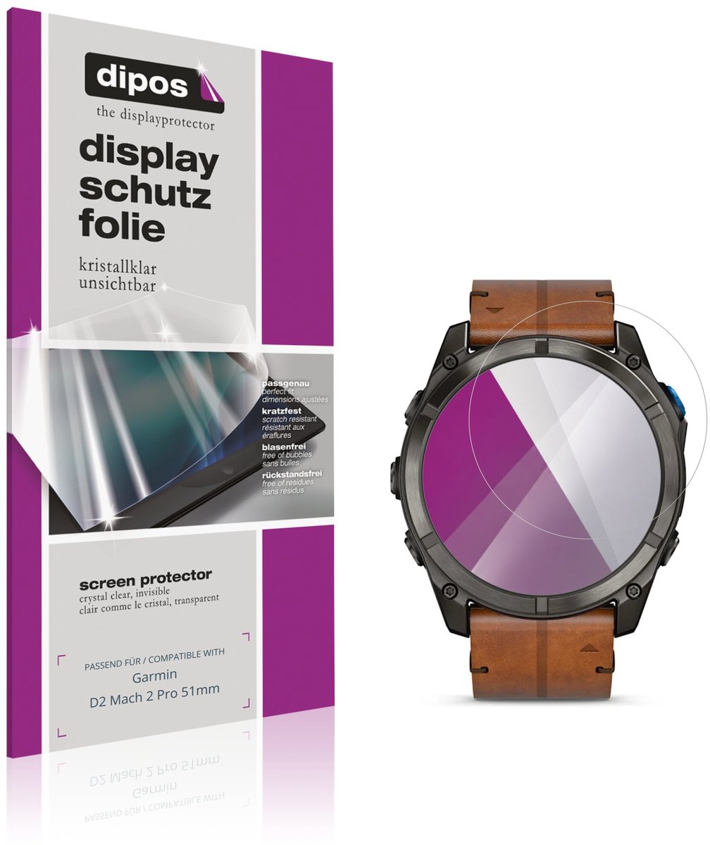 dipos – 6x Beschermfolie geschikt voor Garmin D2 Mach 2 Pro 51mm | Krasbestendige & heldere Screenprotector Ultra-Thin