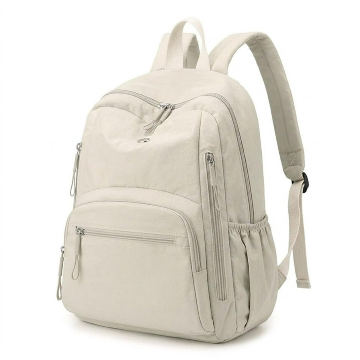 Lichte Damesrugzak – Rugzak Dames – 0,29 kg – Laptoprugzak tot 14 Inch – Nylon – Spatwaterbestendig – Meerdere Vakken – Voor School, Werk, Winkelen en Reizen – Gebroken wit – 1 Stuk